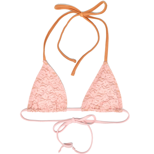 Cindy Lace String Bikini Top: Festival Rose