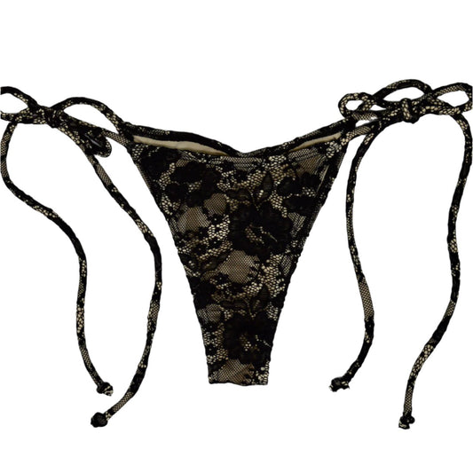 Cindy Lace String Bikini Bottom: Madame Noir