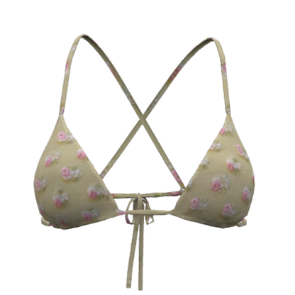 Cindy Lace Cross-Back Bikini Top: Flower Field