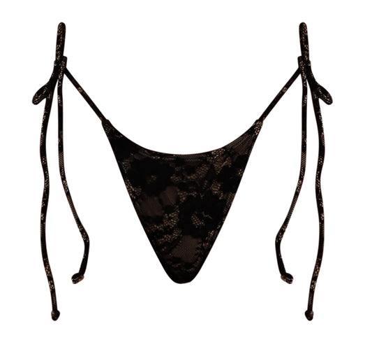 Cindy Lace String Bikini Bottom: Madame Noir