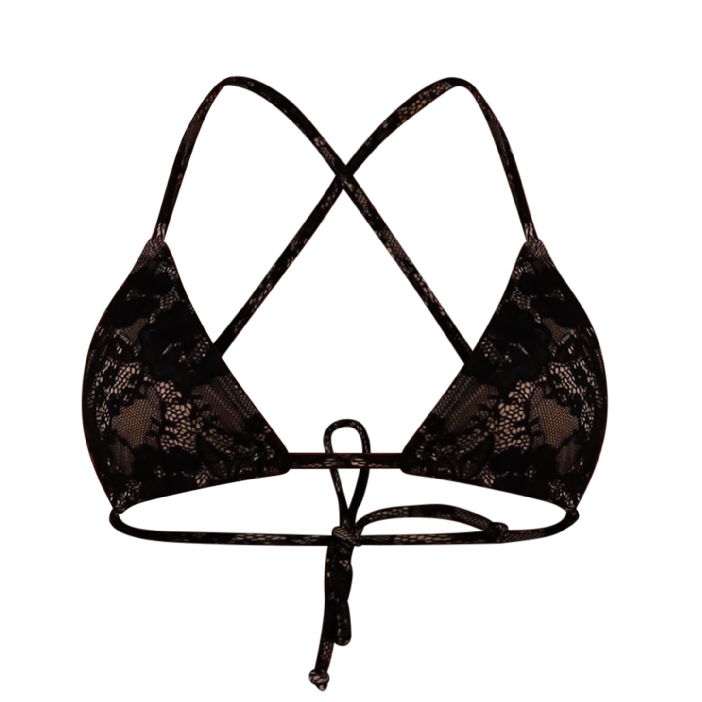 Cindy Lace Cross-Back Bikini Top: Madame Noir