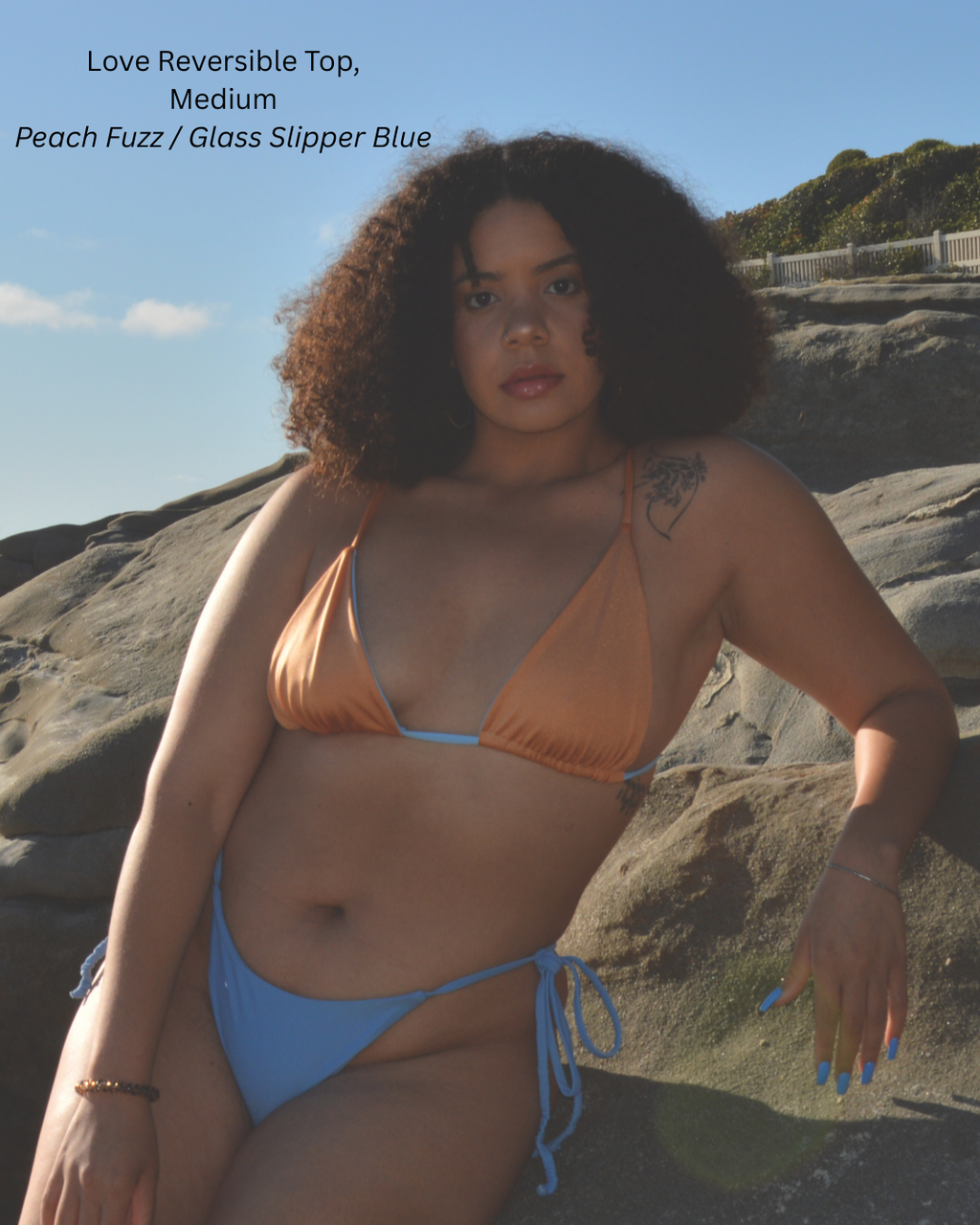 Love Reversible Bikini Top- Peach Fuzz / Glass Slipper