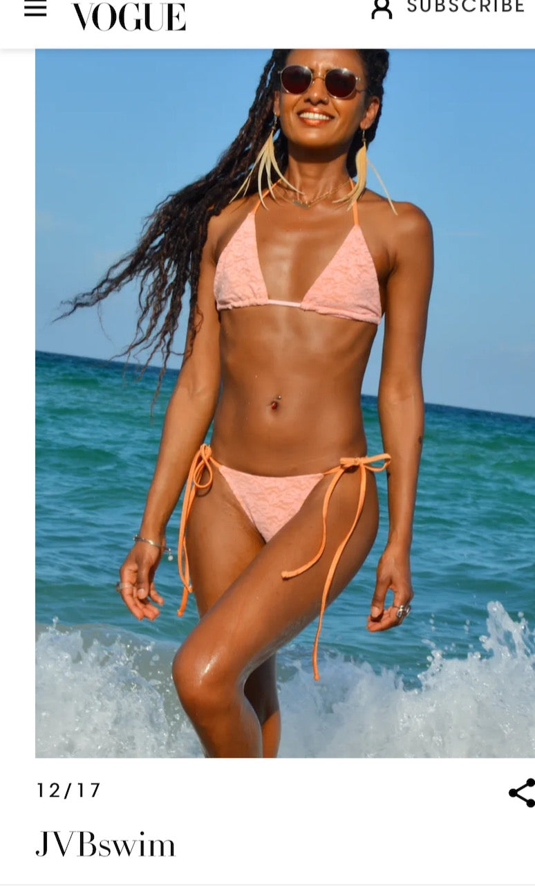 Cindy Lace String Bikini Top: Festival Rose